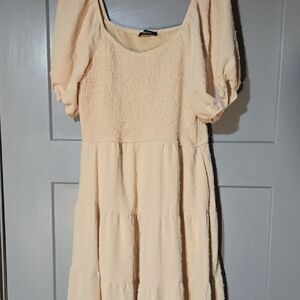 Elegant Cream Puff Sleeve Dress